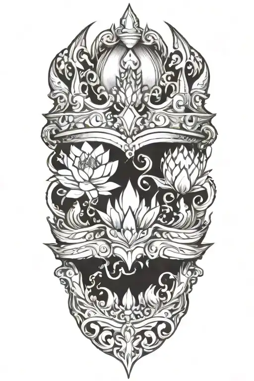 Crown With Lotus Flowers And Dragon
