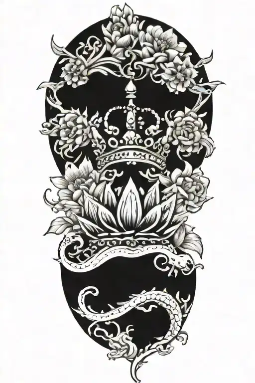 Crown With Lotus Flowers And Dragon