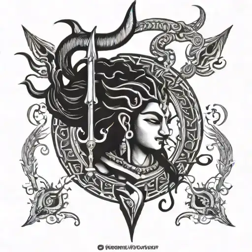 Shiva Trident With Rama Word Surrounding It