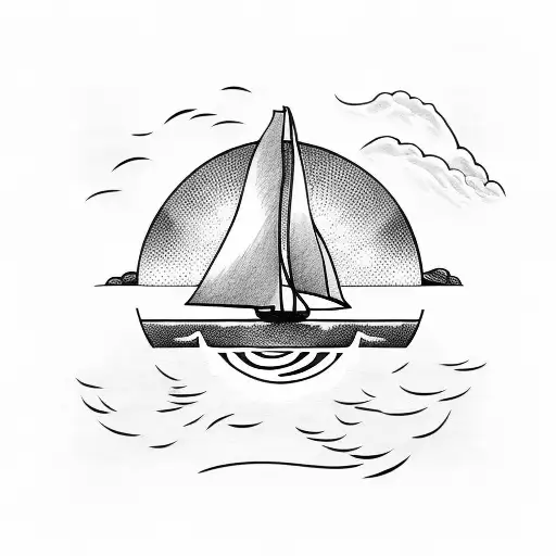 Sailboat With Waves And Sun