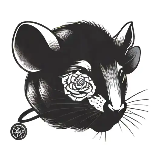 Rat Head With A Coin And Rose Wrapped
