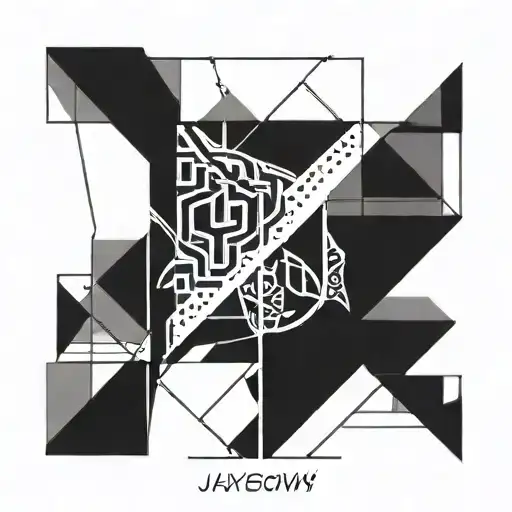 An Abstract Geometric Design Incorporating The Name 'Jaxon Ian Wayne Singbeil'