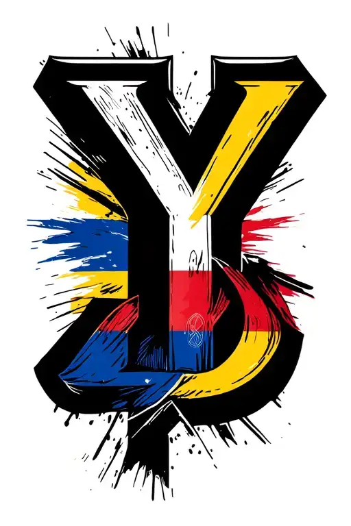 Y And B Letters With Colombian Flag Colors
