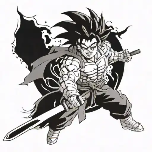 Dragon Ball Z's Dragon Ball Combined With A Katana From Kimetsu No Yaiba