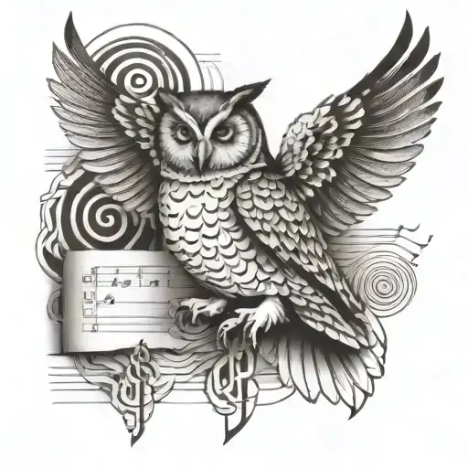 Musical Notes And Owl