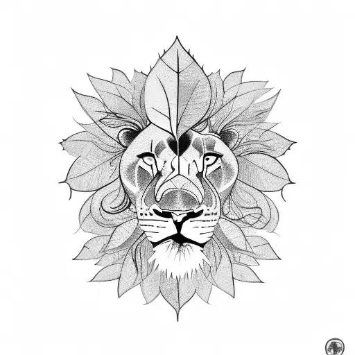 Lion With Leaves And Fire