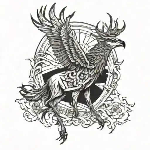 Tattoo Full Leg Eagle Deer