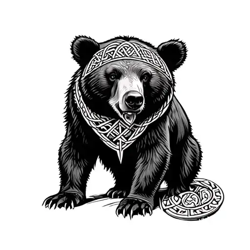 Louisiana Black Bear Adorned With Celtic Knotwork And Viking Runes