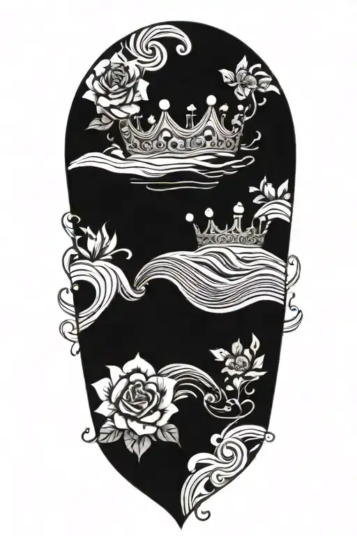Waves And Flowers And Crown