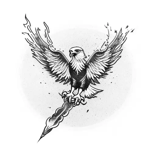 Eagle Throwing Flames Out Of His Arms