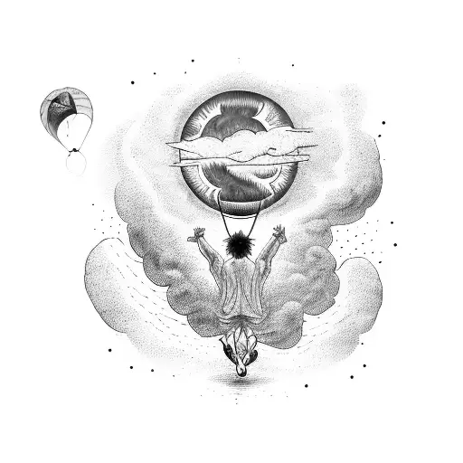 Icarus Falling Out Of Sky With A Sun