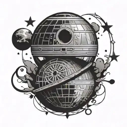 A Star Wars Themed Maternity Tattoo With The Death Star As A Baby Bump