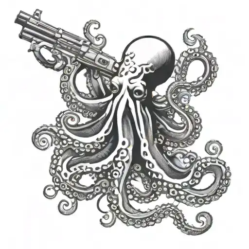 Octopus Holding Eight Guns