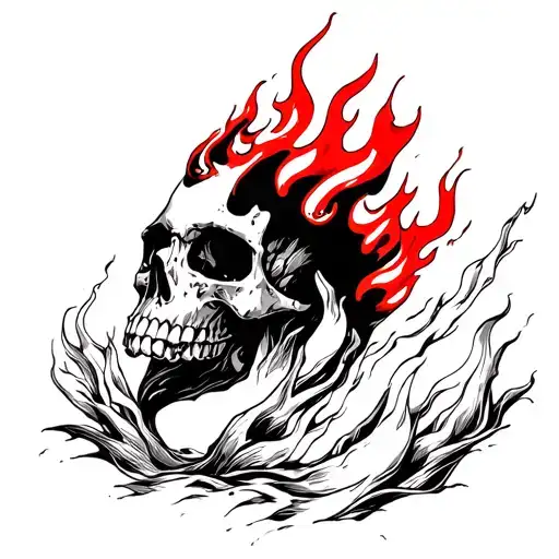 Skull With Fire Rising