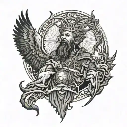 Create A Tattoo Combining Rap And Religious Imagery In A Blackwork Style