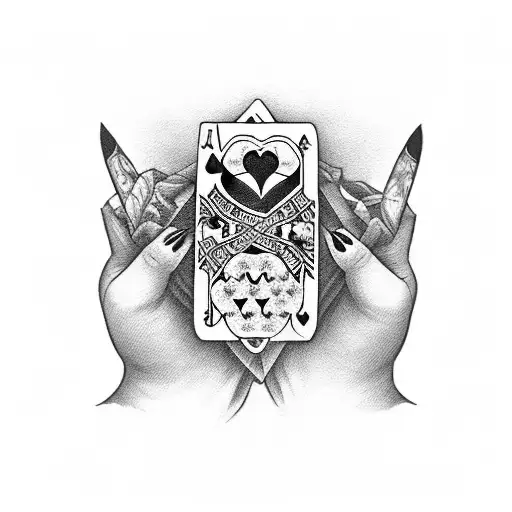 Hand Holding An Ace Of Hearts And A 10 Of Clubs Playing Card