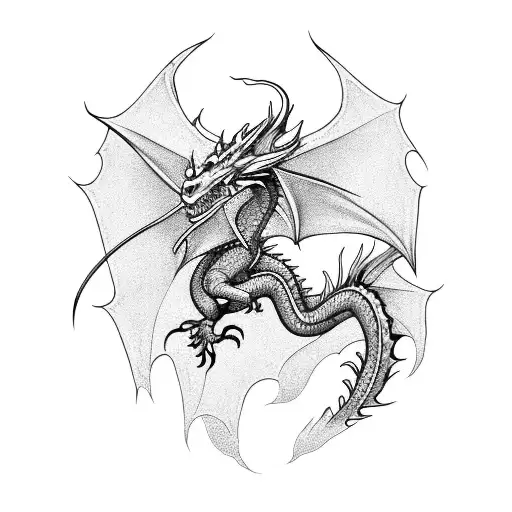 Dragon Flying Over City