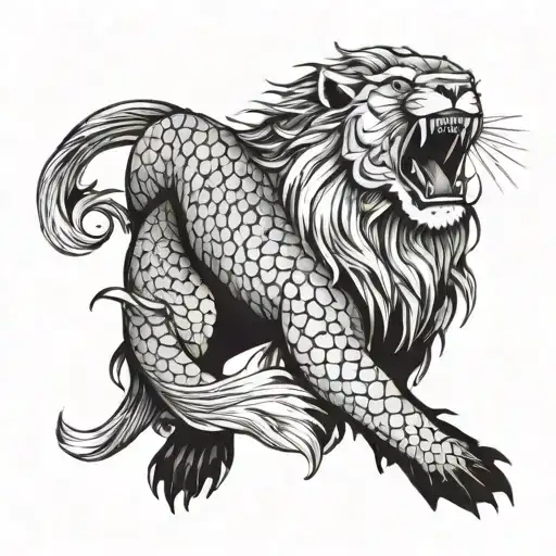 A Koi Fish Transforming Into A Fierce Lion