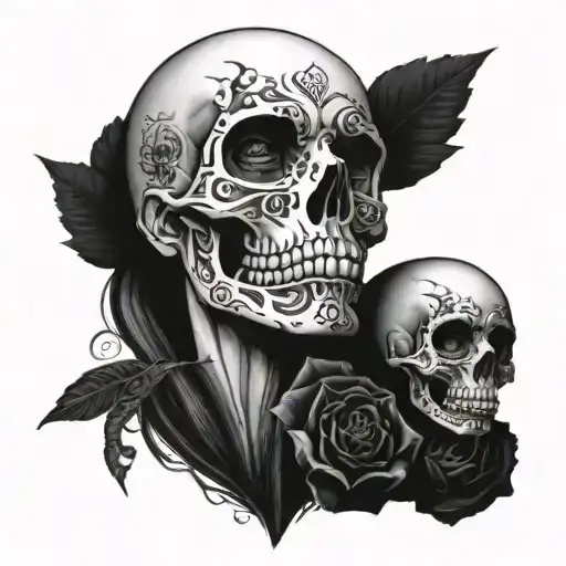Skull And Girl Face Made
