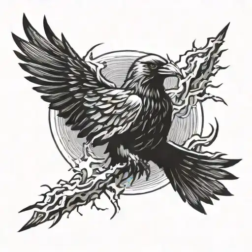 Crow And Lightning Bolts