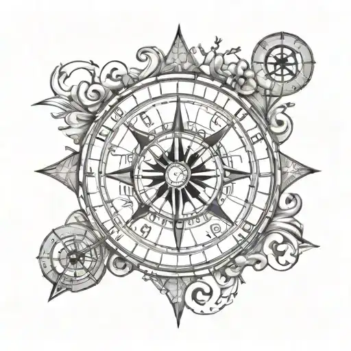 Compass With Sibling Initial And Family Name In The Middle