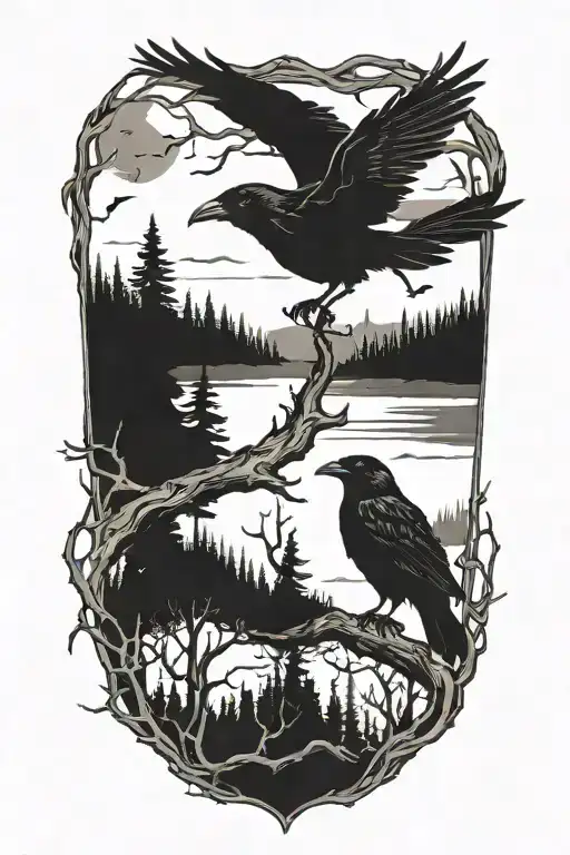 Dead Forest And Raven