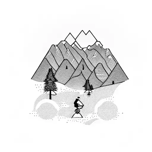 Mountain Scene With Bicycle And Kitchen