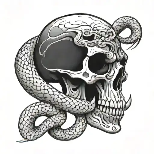 Skull With Snake Through The Mouth