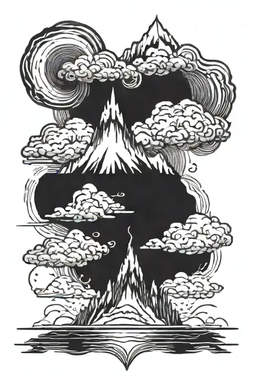 Mountain With Smoke Forming The Universe Inside
