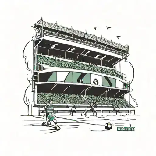 Design A Tattoo Of A Football Stadium With The Sporting Lisbon Team Playing A Match