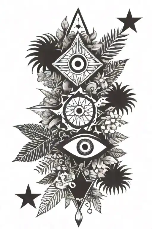 Evil Eye In Front Of A Wild Jungle With Animals And A Jewish Star Somewhere Within The Concept