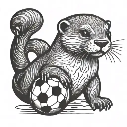 An Cute Otter Juggling Soccer Balls