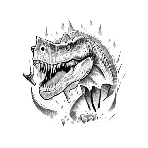 Dinosaur Whole Body With Weapons In Their Arms