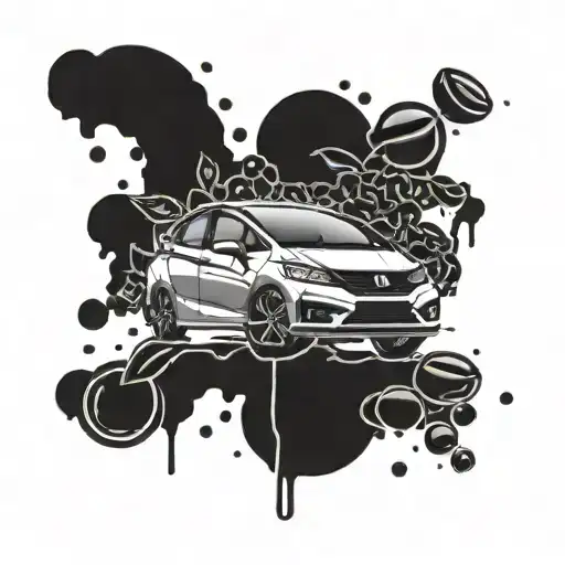 A Detailed Honda Jazz Car Silhouette With Coffee Beans Scattered Around It