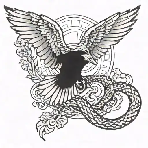 Snake And Eagle Flying