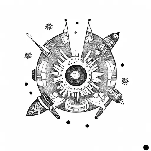 Spaceship Rocket With A Daisy