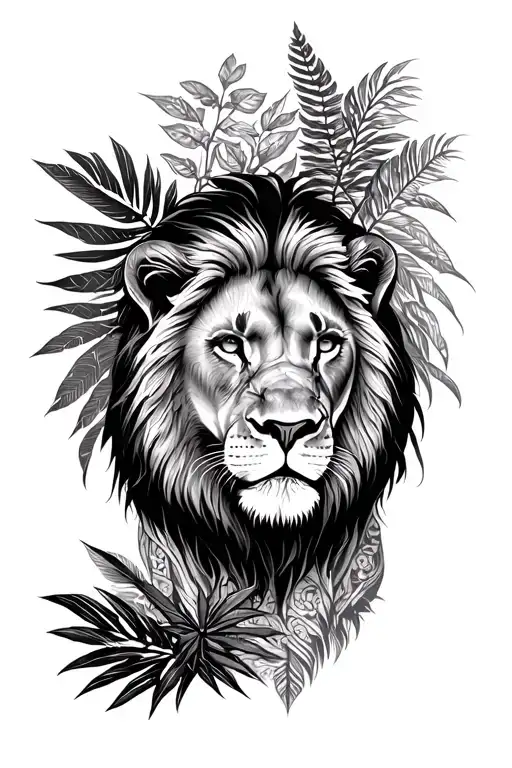 A Lion Surrounded With Jungle Team