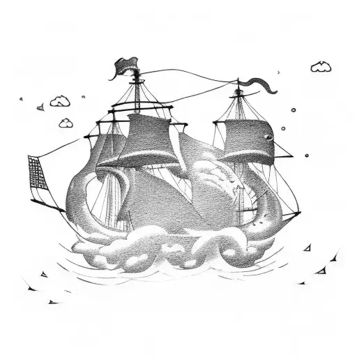 Two Pirate Ships Battling In A Storm