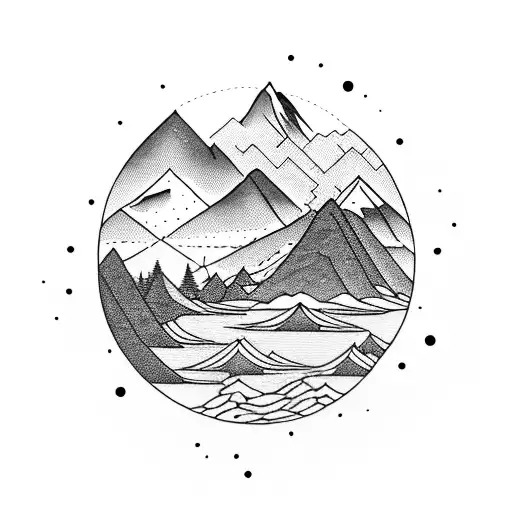 A Majestic Mountain Range With A Hidden Trail Leading To A Serene Lake