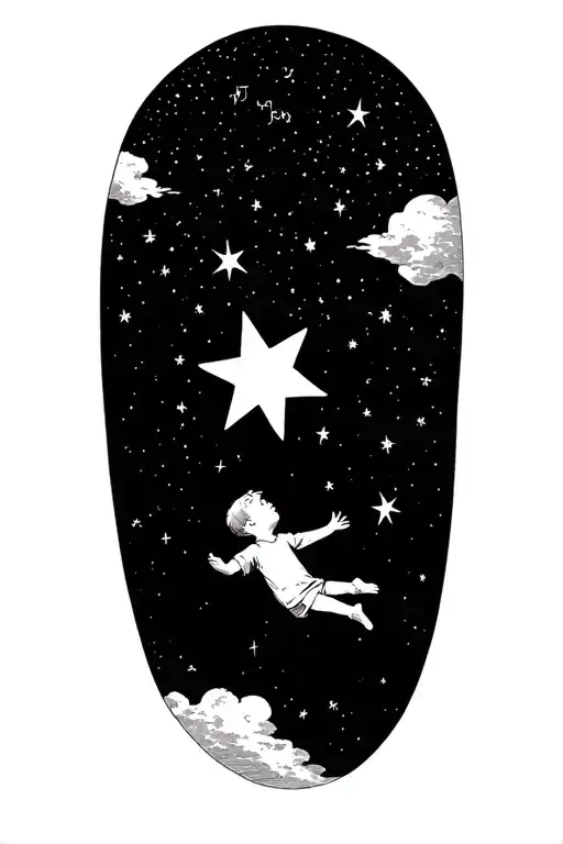 A Boy Falling Star Filled Sky