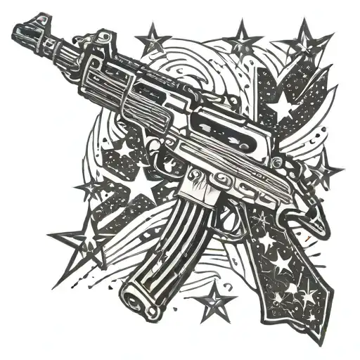 Ak47 Gun Shooting Star Leading