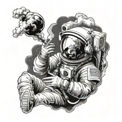Astronaut Smoking A Joint In Zero Gravity