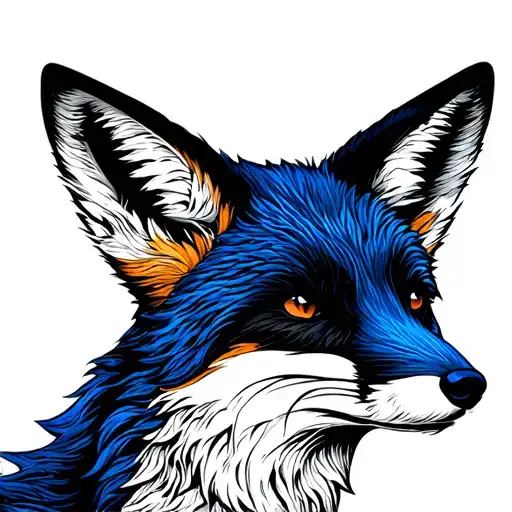 A Fox's Face In Profile In Blue And Black Shades