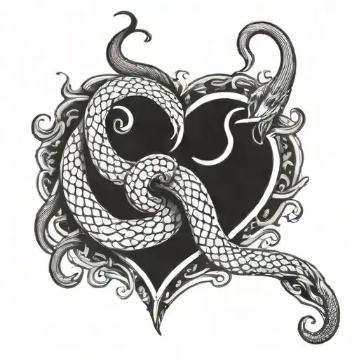 A Big Snake Around A Heart Whose Snake Is Vertical