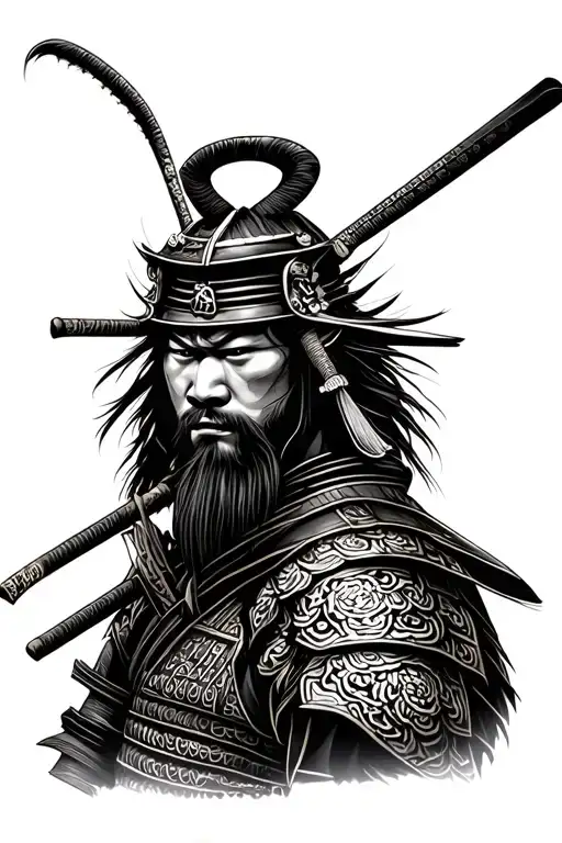 Black And White Samurai Warrior