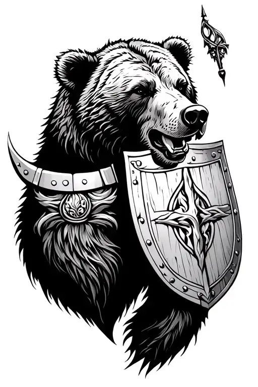 Bear With Viking Shield