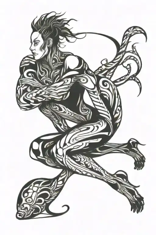 Black Lines Whole Body Drawn Like