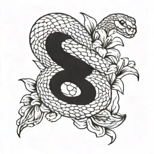 A Snake Weaving Through Lily Flowers