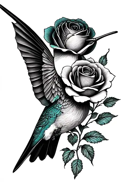 Hummingbird And Rose