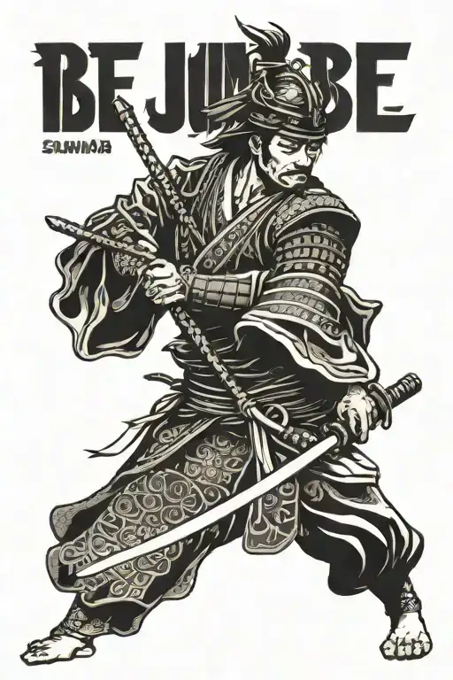Samurai Tatto With Be Humble Text Below It Written
